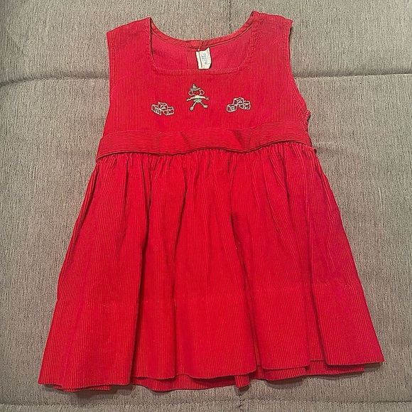✨Vintages✨ 2T Red corduroy Dress - Picture 1 of 6